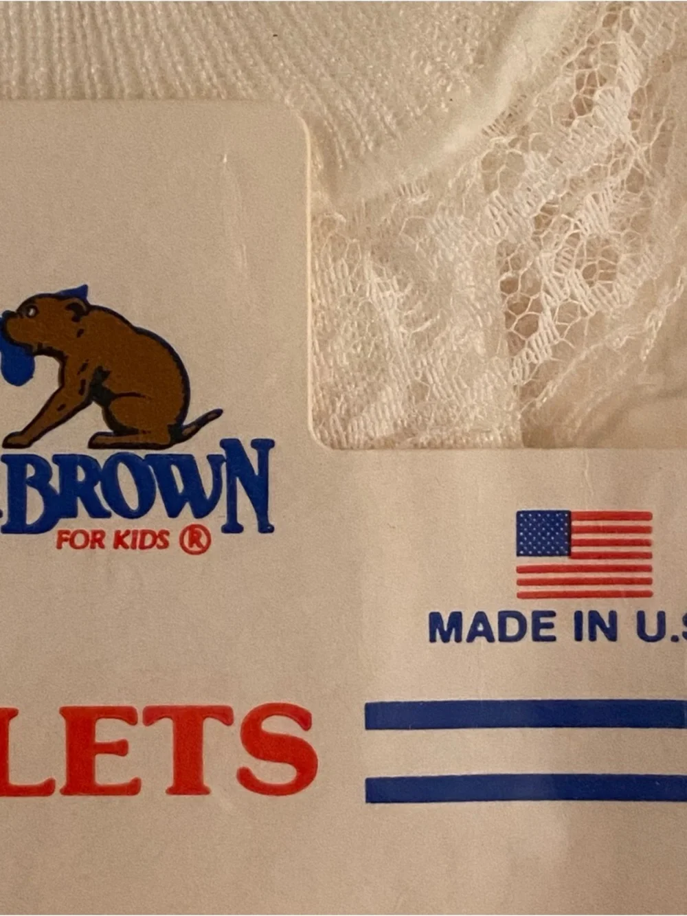 Vintage 80s Buster Brown Lace Trim Anklet Socks - New in Package - Made in USA